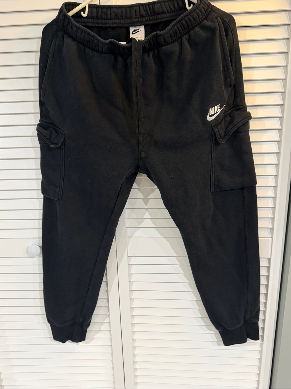 Nike Black Cargo Joggers with White Logo - Men